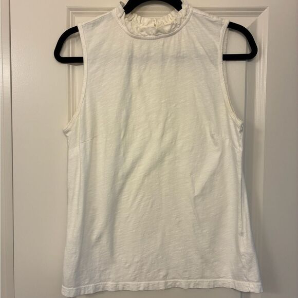 ANTHROPOLOGIE T.LA Sleeveless Ruffle Neck Top White Women’s Size Medium - Picture 1 of 6